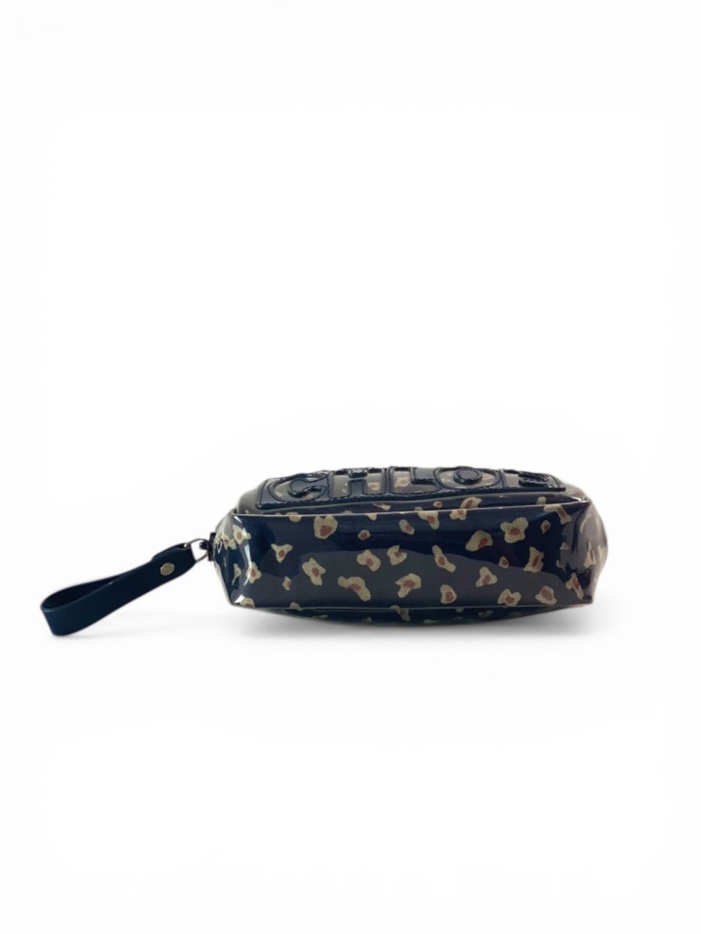 See by Chloe Cosmetic Pouch Clutch Bag Navy Blue Abstract Leopard Print PVC - Picture 3 of 10